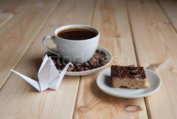 Stock fotó: Kávé · torta · reggeli · csokoládés · sütemény · asztal · étel