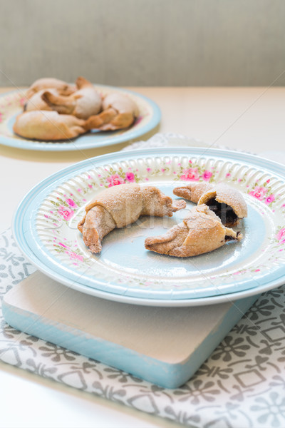 Chocolate filled crescent rolls (croissants) with ice sugar topp Stock photo © rafalstachura