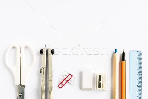 Okul ofis kırtasiye ayarlamak beyaz kâğıt Stok fotoğraf © rafalstachura