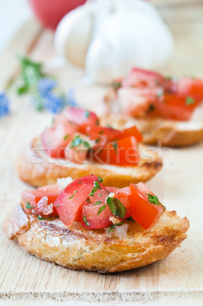 Stok fotoğraf: Bruschetta · İtalyan · domates · maydanoz · gıda