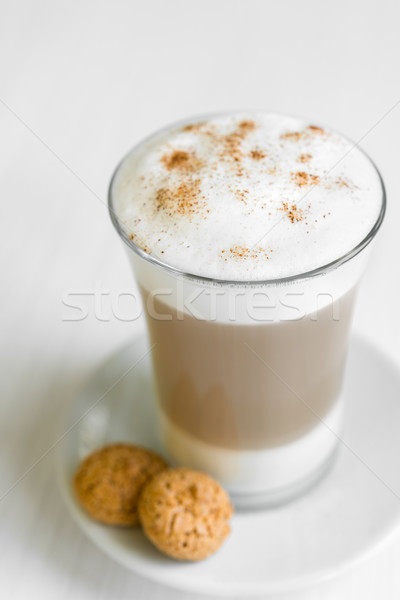 Glass of cafe latte with biscotti Stock photo © rafalstachura