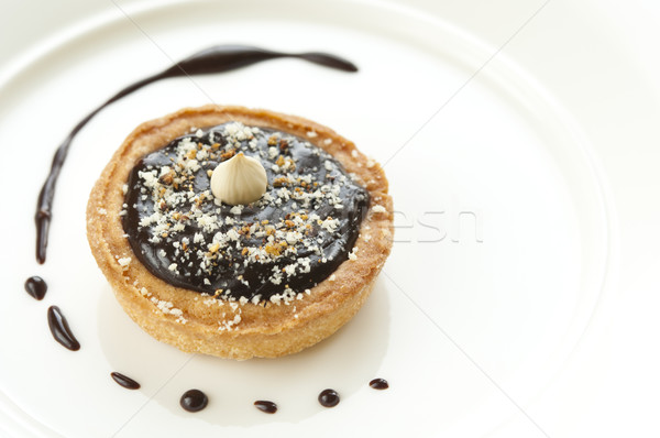 Mini csokoládé torta mogyoró felső étel Stock fotó © rafalstachura