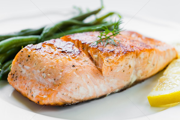 Grilled Salmon with Green Beans Stock photo © rafalstachura