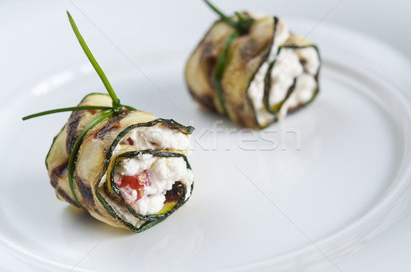 Foto d'archivio: Zucchine · antipasto · due · antipasti · ripieno · formaggio