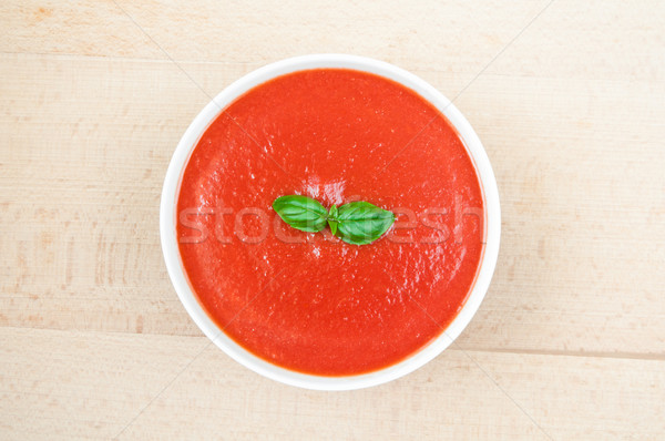 Tomatensoep vers basilicum kom voedsel blad Stockfoto © rafalstachura