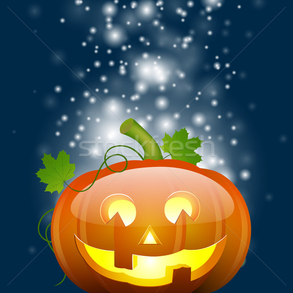 Vector calabaza de halloween cara hoja fondo naranja Foto stock © RamonaKaulitzki