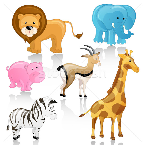 Stockfoto: Vector · afrikaanse · dieren · ingesteld · kinderen