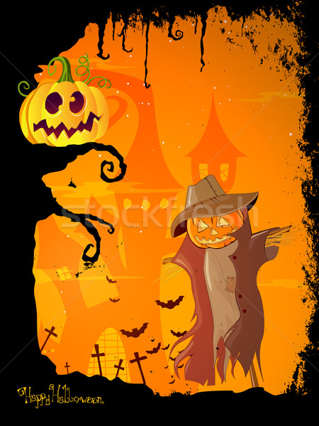 Wektora halloween strach na wróble wygaśnięcia pomarańczowy jesienią Zdjęcia stock © RamonaKaulitzki