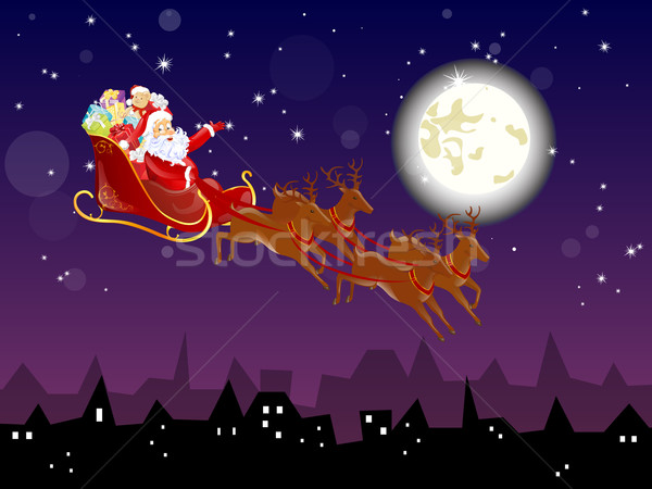 Vector christmas kerstman hemel ontwerp home Stockfoto © RamonaKaulitzki