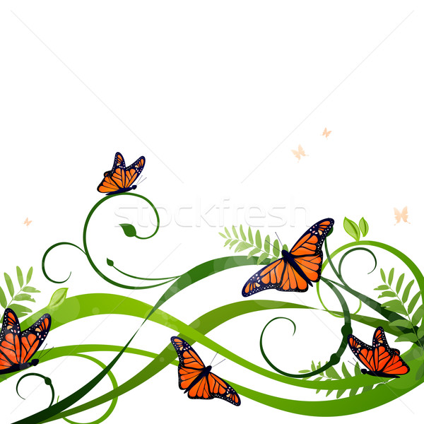 Vector naturaleza floral mariposas resumen hoja Foto stock © RamonaKaulitzki