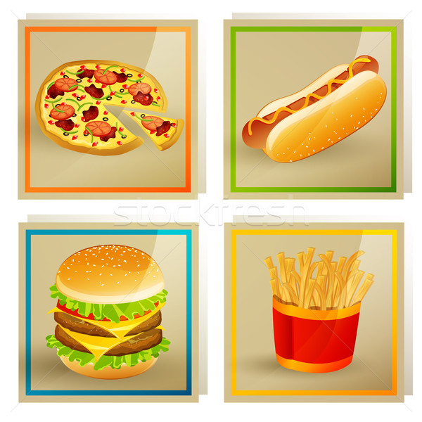 Stok fotoğraf: Vektör · menü · kartları · fast-food · şablonları · gıda