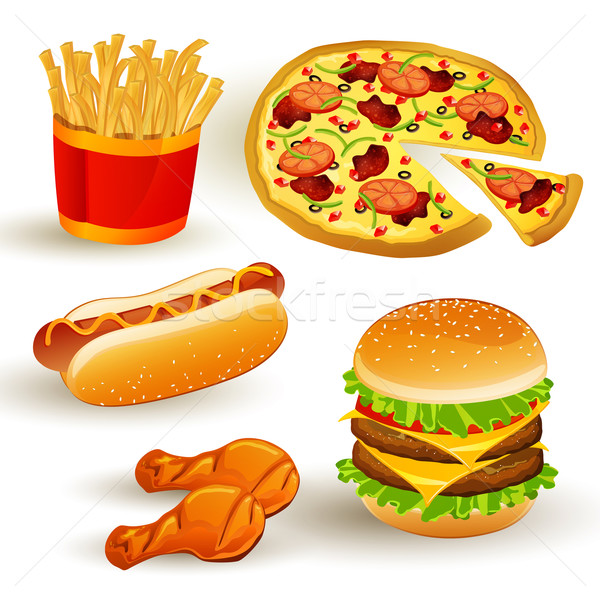 Vector de comida rápida establecer colorido iconos alimentos Foto stock © RamonaKaulitzki