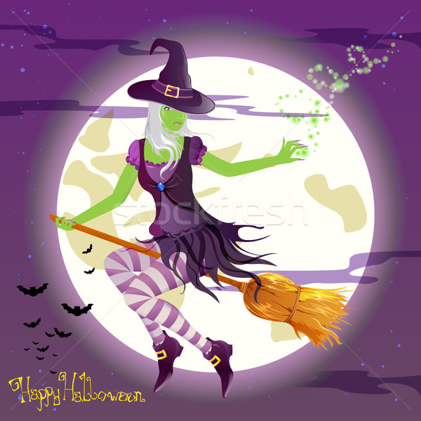 Vector halloween witch Stock photo © RamonaKaulitzki