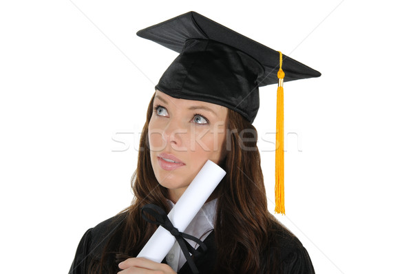 Homme diplômé femme noir cap Photo stock © RandallReedPhoto