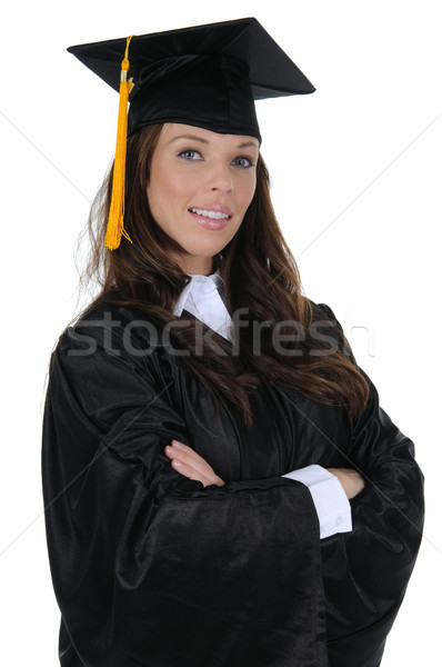Női diplomás nő visel fekete sapka Stock fotó © RandallReedPhoto