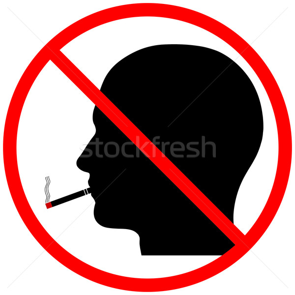 Dohányozni tilos fej sziluett grafikus figyelmeztetés dohányzás Stock fotó © RandallReedPhoto