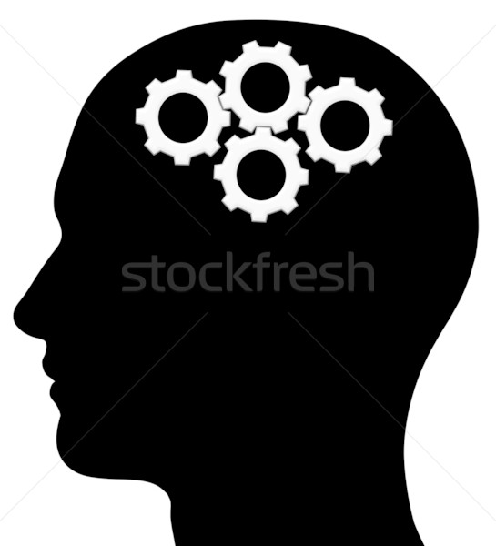 Male Head Silhouette With Gears Stock photo © RandallReedPhoto