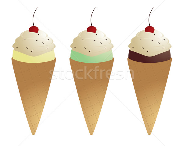 アイスクリームコーン 3  アイスクリーム 孤立した 白 チョコレート ストックフォト © randomway