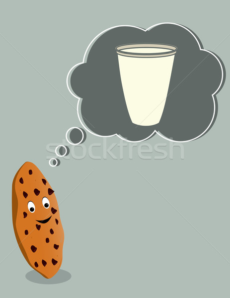 Chocolade chip cookie denken melk glimlachend Stockfoto © randomway