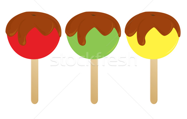 Karamel appels gedekt drie kleuren geïsoleerd Stockfoto © randomway