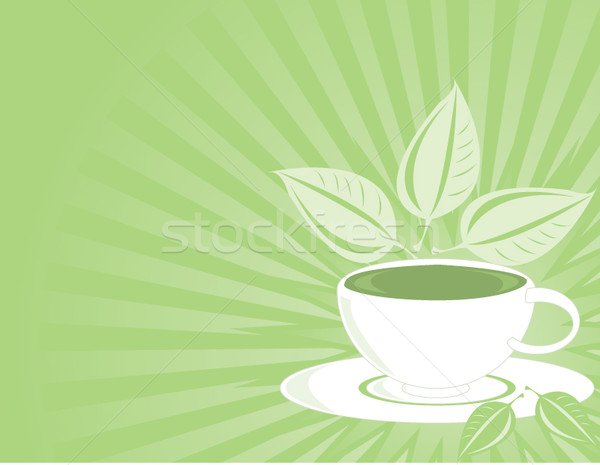 Groene thee witte theekopje groene blad drinken Stockfoto © randomway