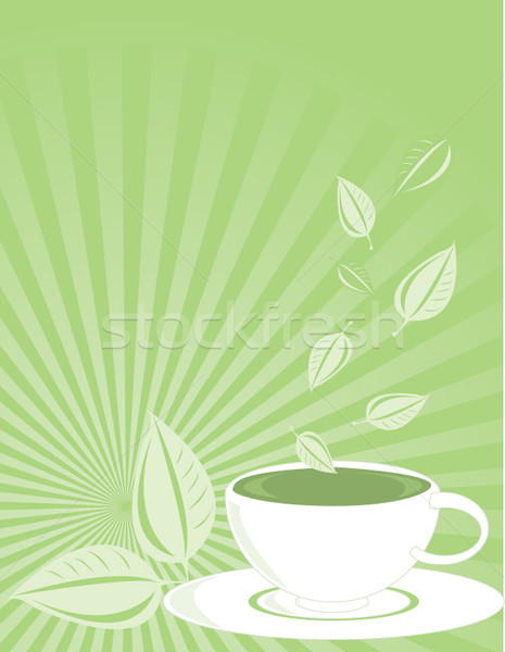 Groene thee witte theekopje groene blad drinken Stockfoto © randomway