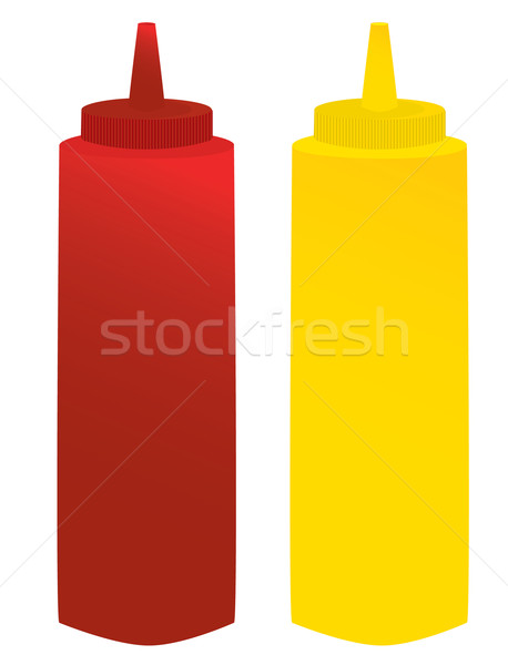 Stockfoto: Mosterd · ketchup · geïsoleerd · witte