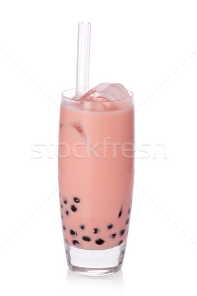 Fresa té vidrio dulce leche perlas Foto stock © raptorcaptor