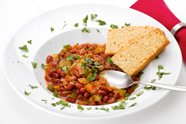 Stock photo: Chili with Cornbread