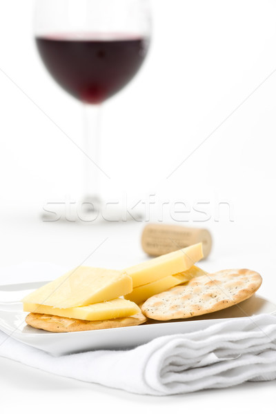 Sajt fehér előétel tányér üveg vörösbor Stock fotó © raptorcaptor