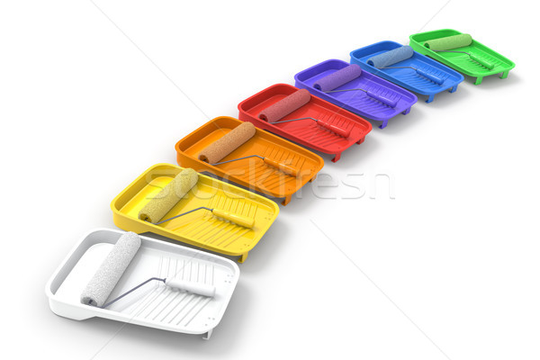 Stock photo: Paint Rollers and Trays