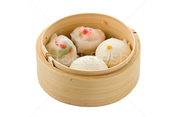 Dim sum bambusz gőzhajó fehér Stock fotó © raptorcaptor