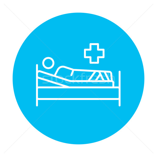 Patient lying on bed line icon. Stock photo © RAStudio