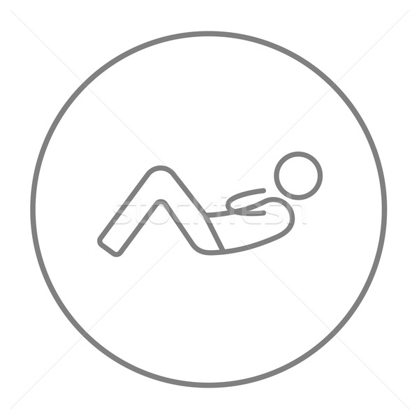 Man doing abdominal crunches line icon. Stock photo © RAStudio