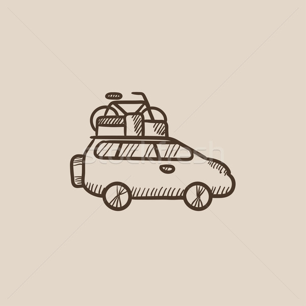 Car with bicycle mounted to the roof sketch icon. Stock photo © RAStudio