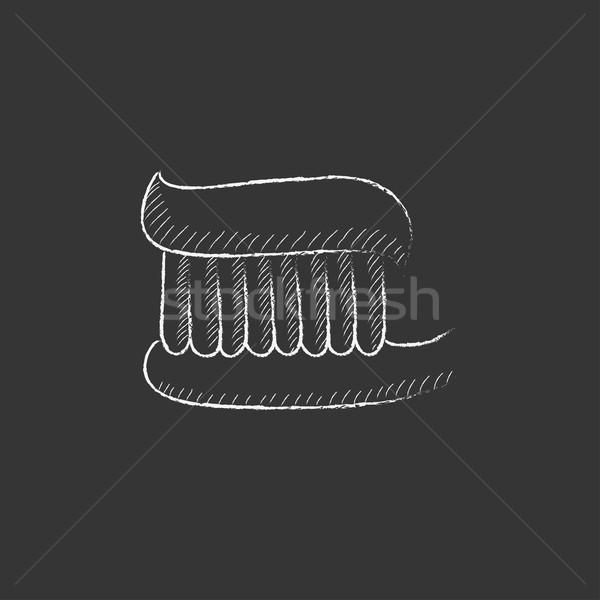 зубная щетка зубная паста мелом икона рисованной Сток-фото © RAStudio