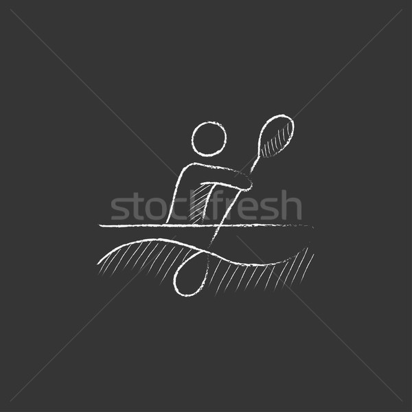 Man kajakken krijt icon Stockfoto © RAStudio