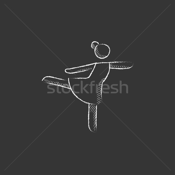 Foto stock: Feminino · descobrir · patinador · giz · ícone