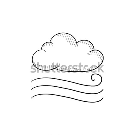 ストックフォト: 風の強い · 雲 · スケッチ · アイコン · ベクトル · 孤立した