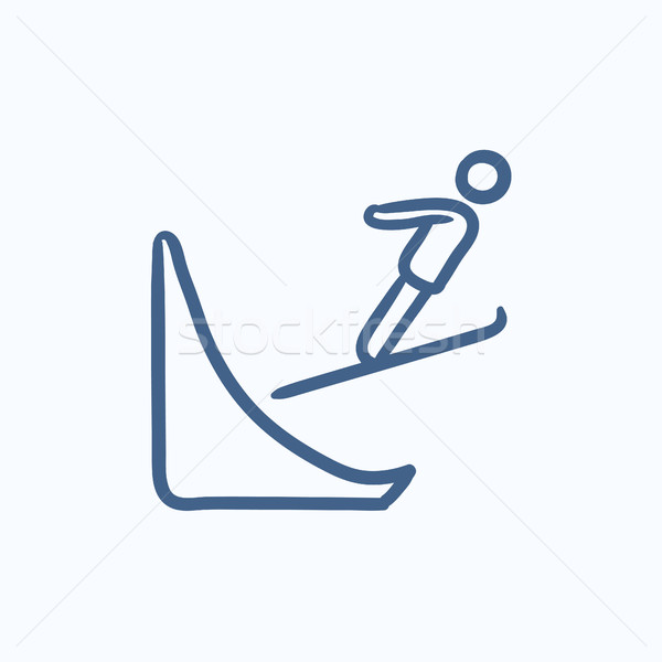 Ski jumping sketch icon. Stock photo © RAStudio