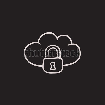 Stock photo: Cloud computing security sketch icon.