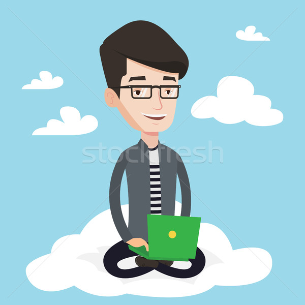 Man using cloud computing technology. Stock photo © RAStudio