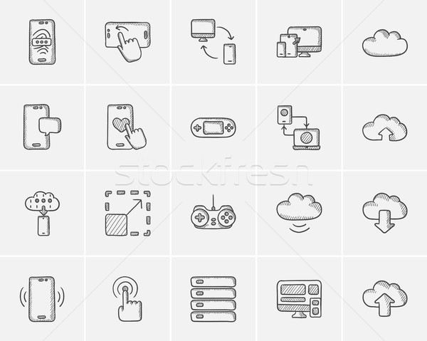 Technology sketch icon set. Stock photo © RAStudio