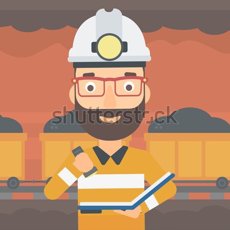 Miner checking documents vector illustration. Stock photo © RAStudio