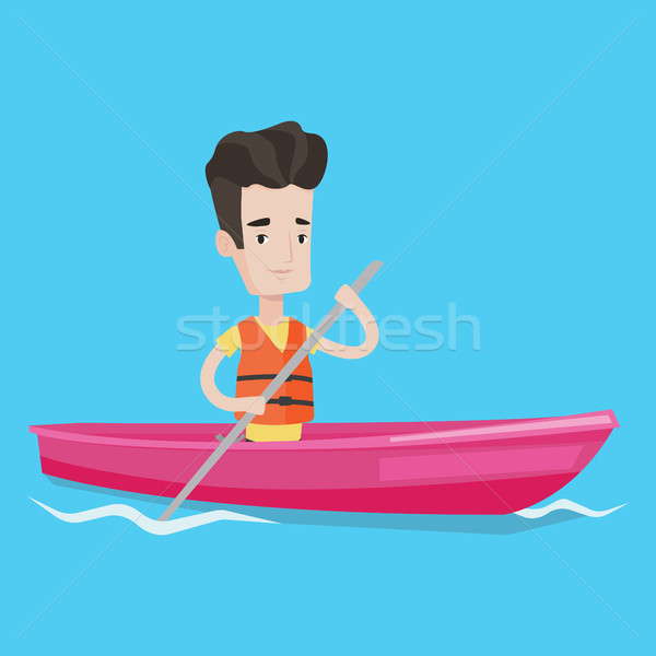 Man riding in kayak vector illustration. Stock photo © RAStudio