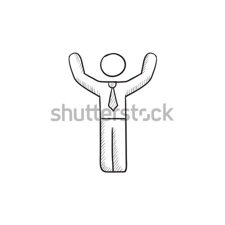 Férfi kiemelt karok rajz ikon vektor Stock fotó © RAStudio