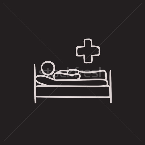 Patient lying on bed  sketch icon. Stock photo © RAStudio