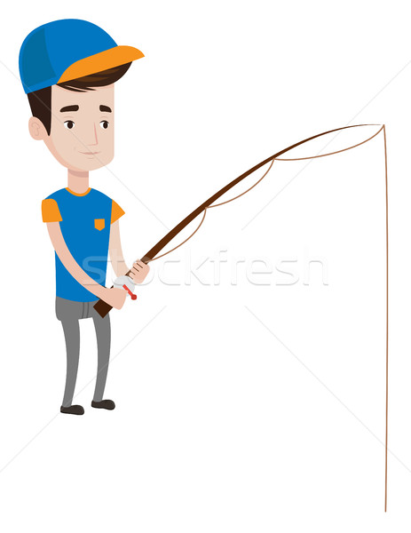 Young man fishing with fish-rod. Stock photo © RAStudio