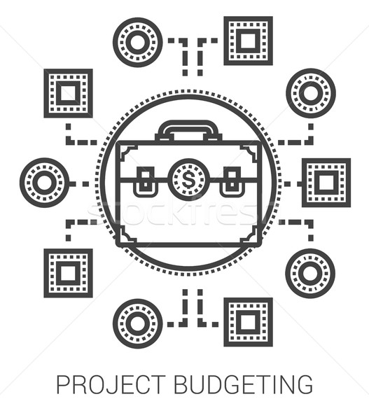 Projekt költségvetést készít vonal ikonok infografika metafora Stock fotó © RAStudio
