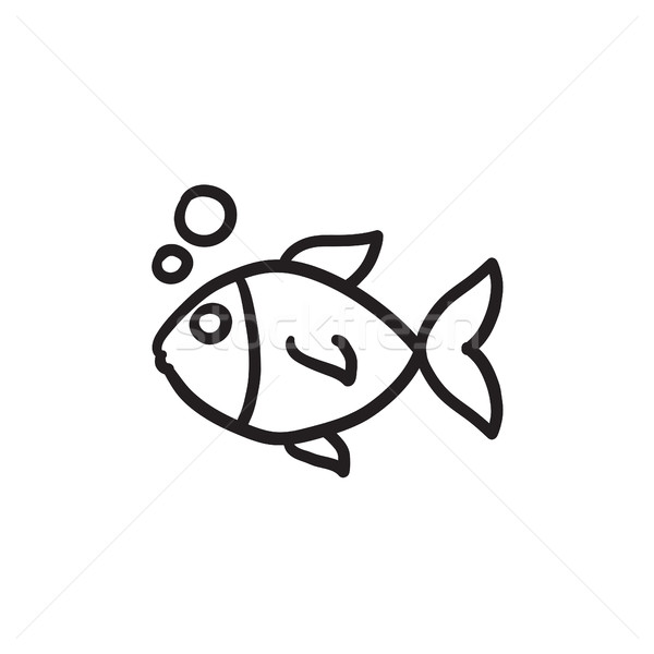 Imagine de stoc: Peşte · apă · schiţă · icoană · vector